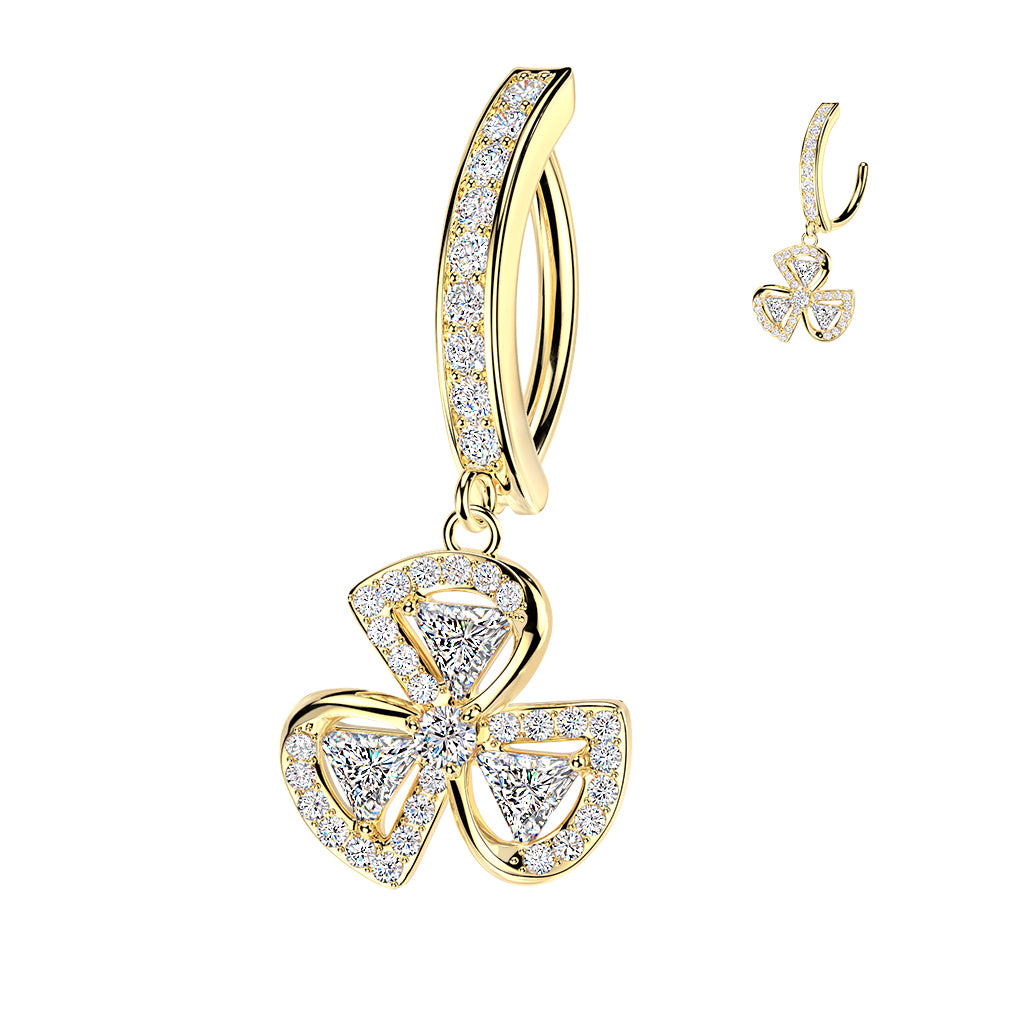 Tri‑Petal Spark Dangle Clicker 14g