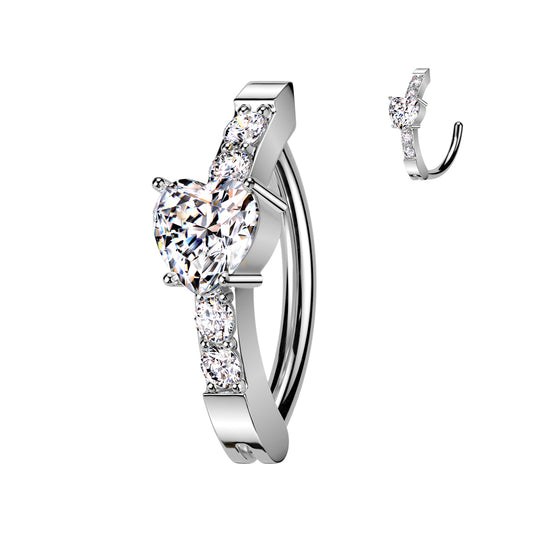 Claw-Set Crystal Heart Clicker 14g