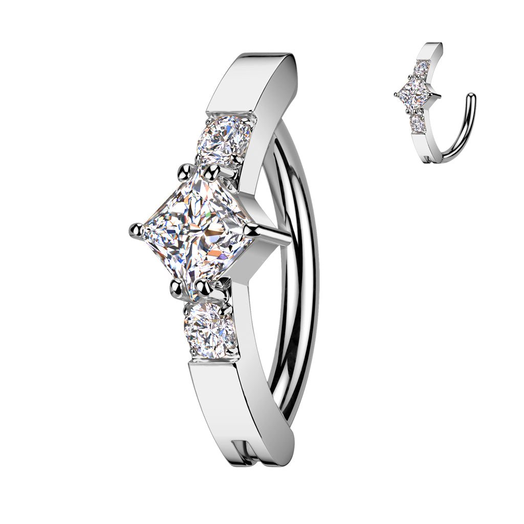 Square Claw-Set Crystal Clicker 14g