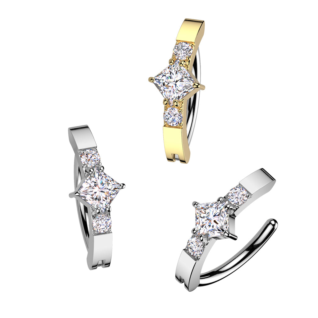 Square Claw-Set Crystal Clicker 14g