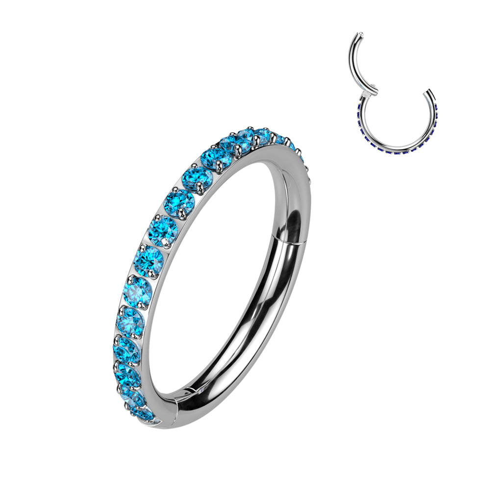 Premium G23 Titanium Claw-Set Crystal Edge Segment Ring 16g