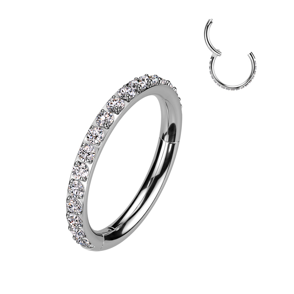 Premium G23 Titanium Claw-Set Crystal Edge Segment Ring 16g