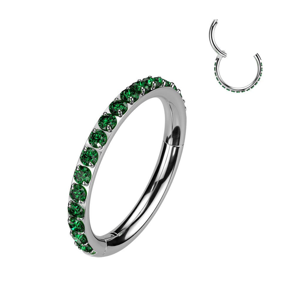 Premium G23 Titanium Claw-Set Crystal Edge Segment Ring 16g
