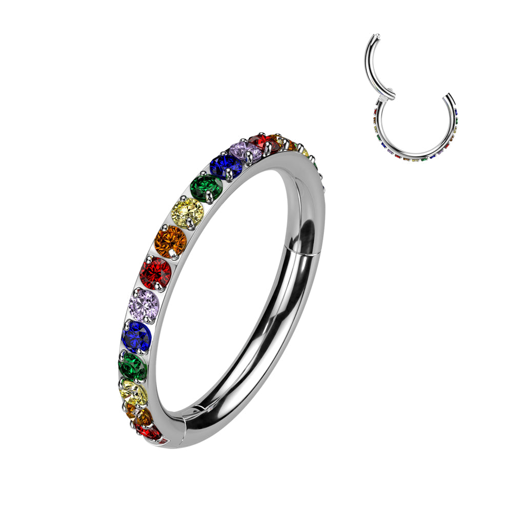 Premium G23 Titanium Claw-Set Crystal Edge Segment Ring 16g