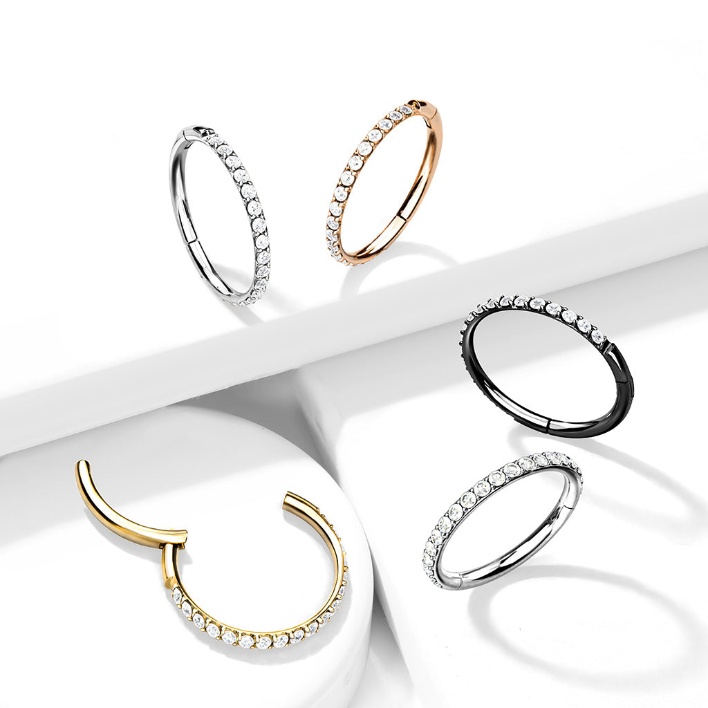 Premium G23 Titanium Claw-Set Crystal Edge Segment Ring 14g