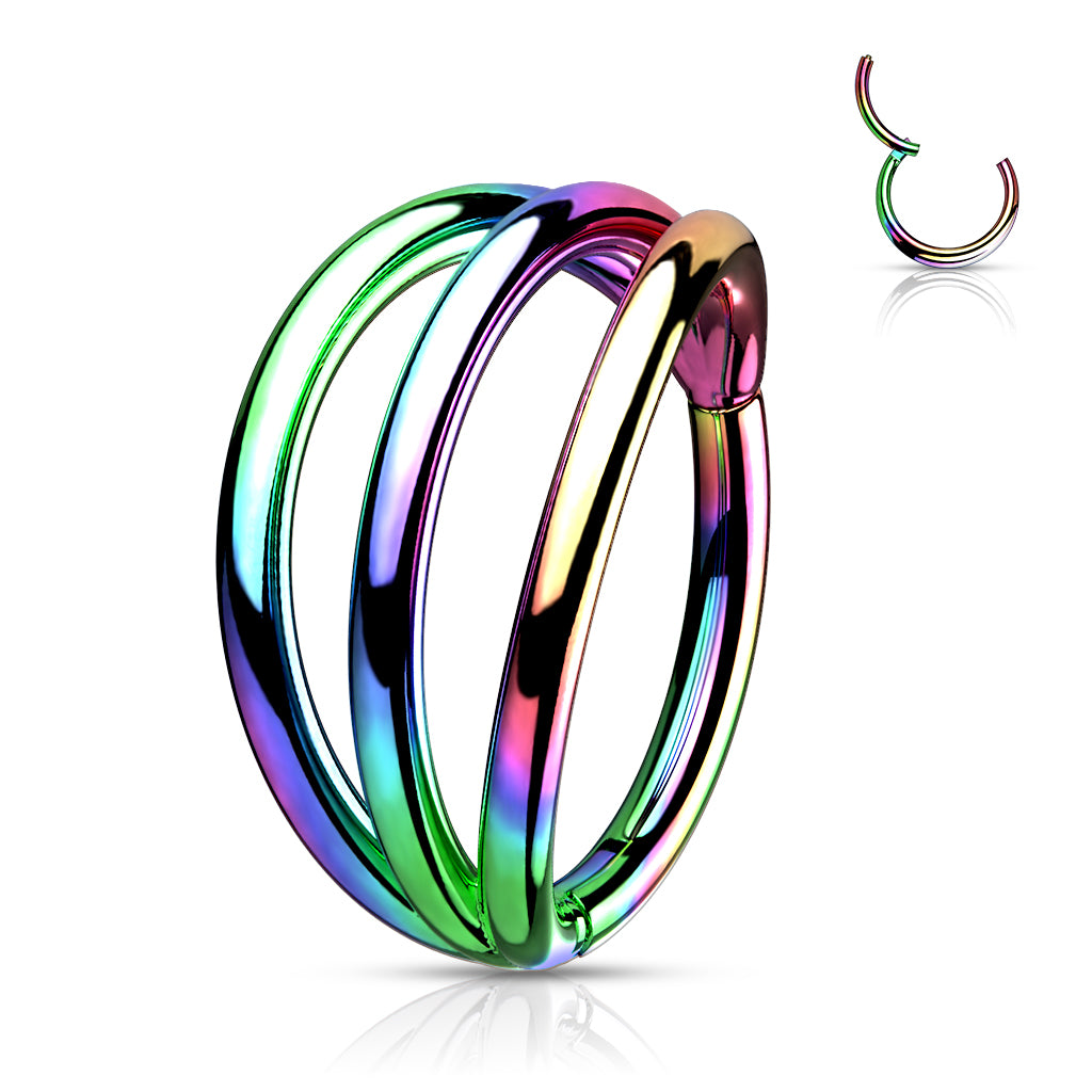 Premium G23 Titanium Triple Stack Hinged Segment Ring 18g - 16g
