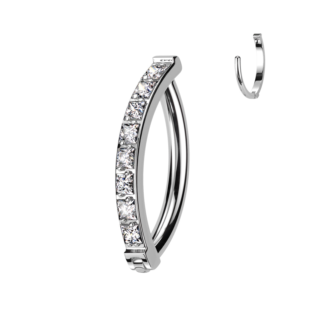 Single Row Claw-Set Crystal Clicker 14g
