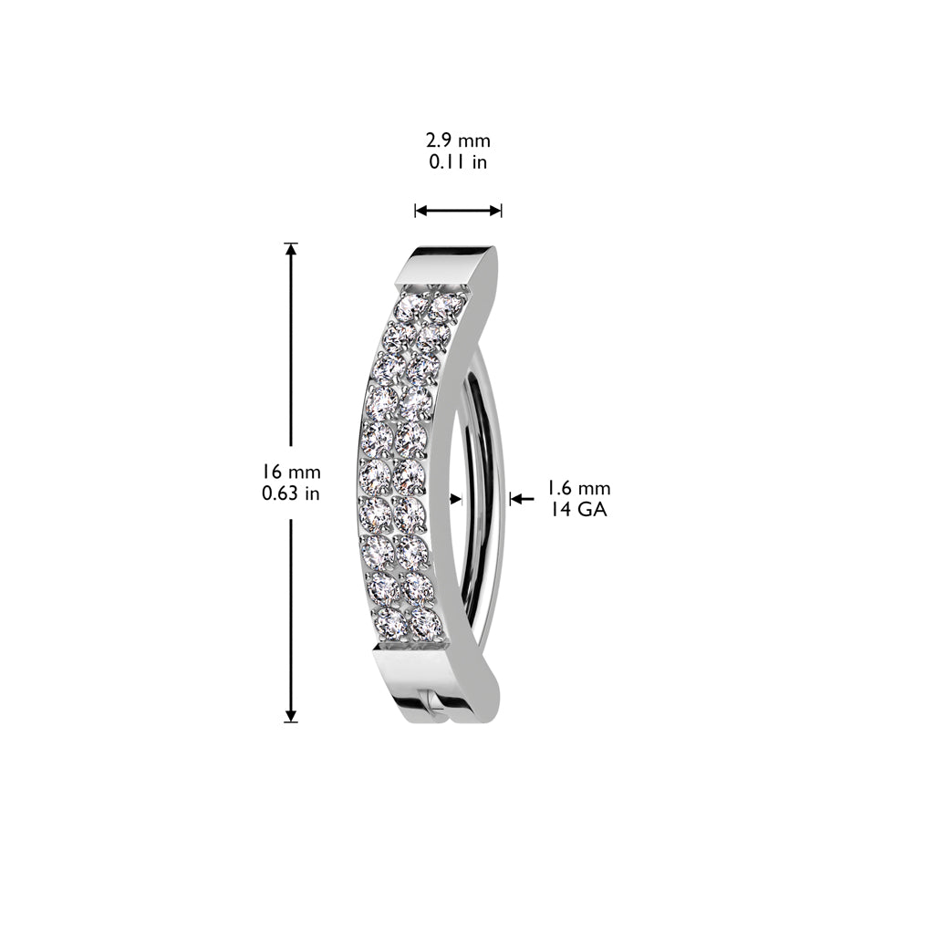 Double Row Claw-Set Crystal Navel Clicker 14g