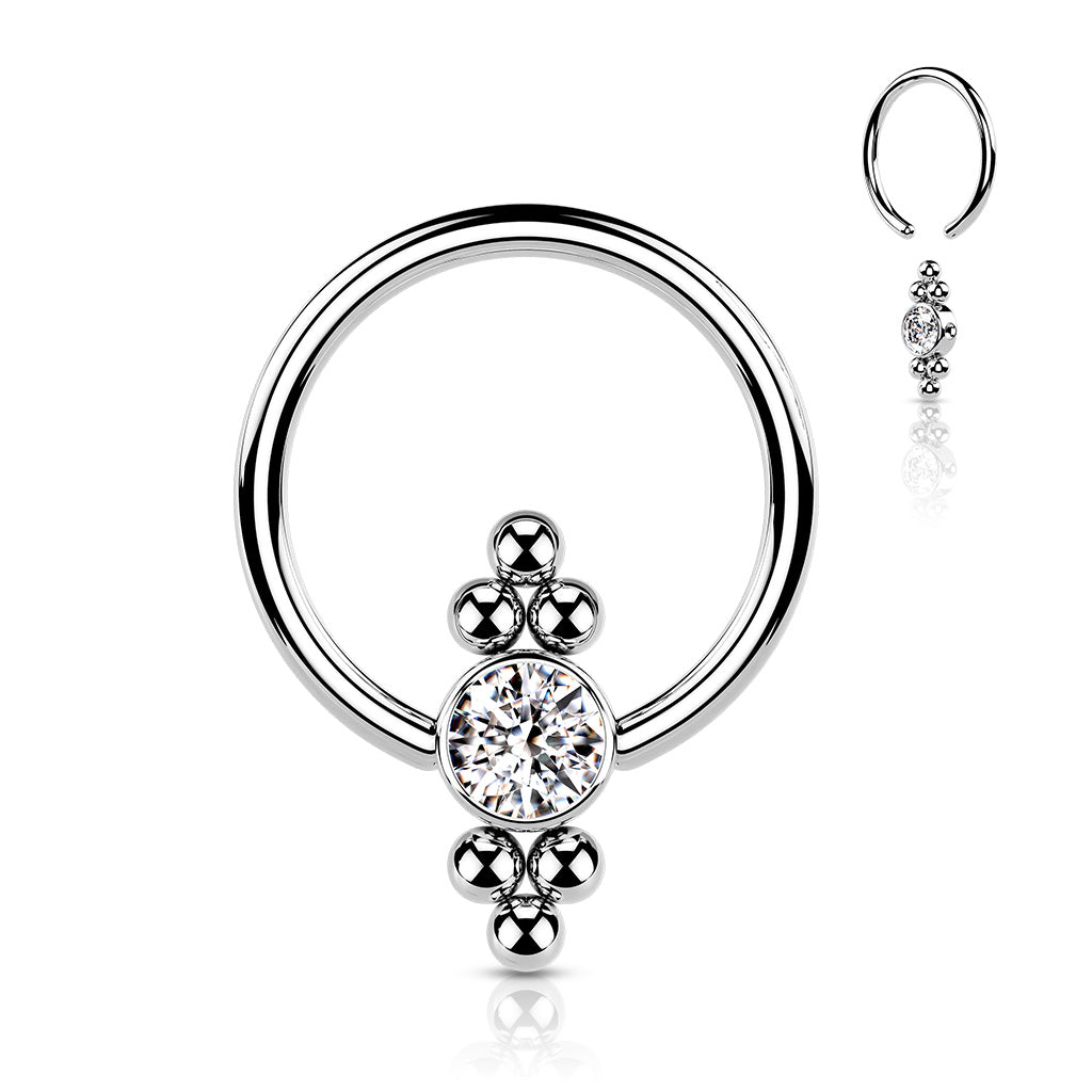 Dotwork Jewel Captive Bead Ring 16g