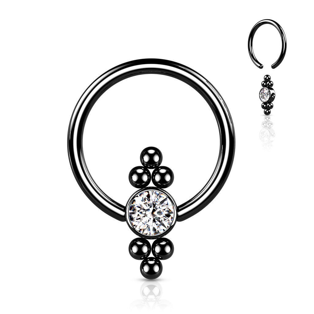 Dotwork Jewel Captive Bead Ring 16g