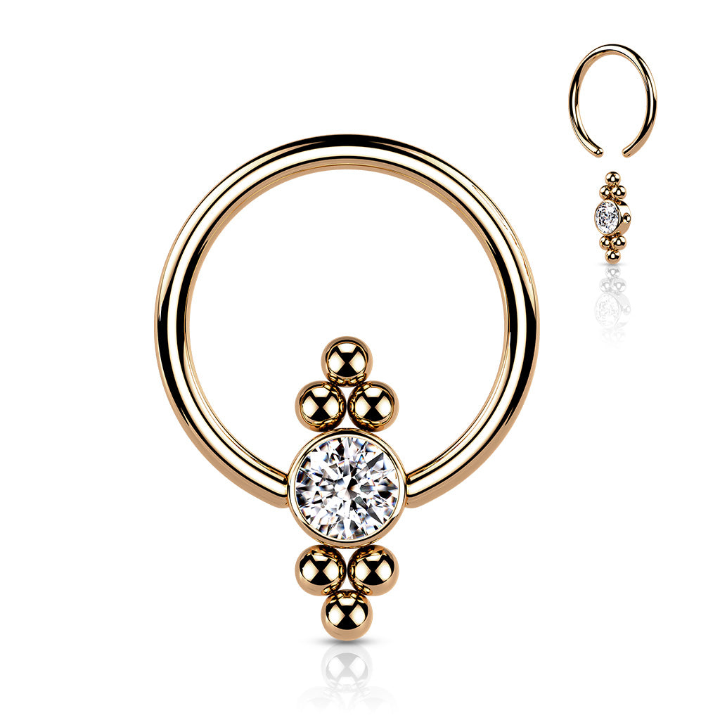 Dotwork Jewel Captive Bead Ring 16g