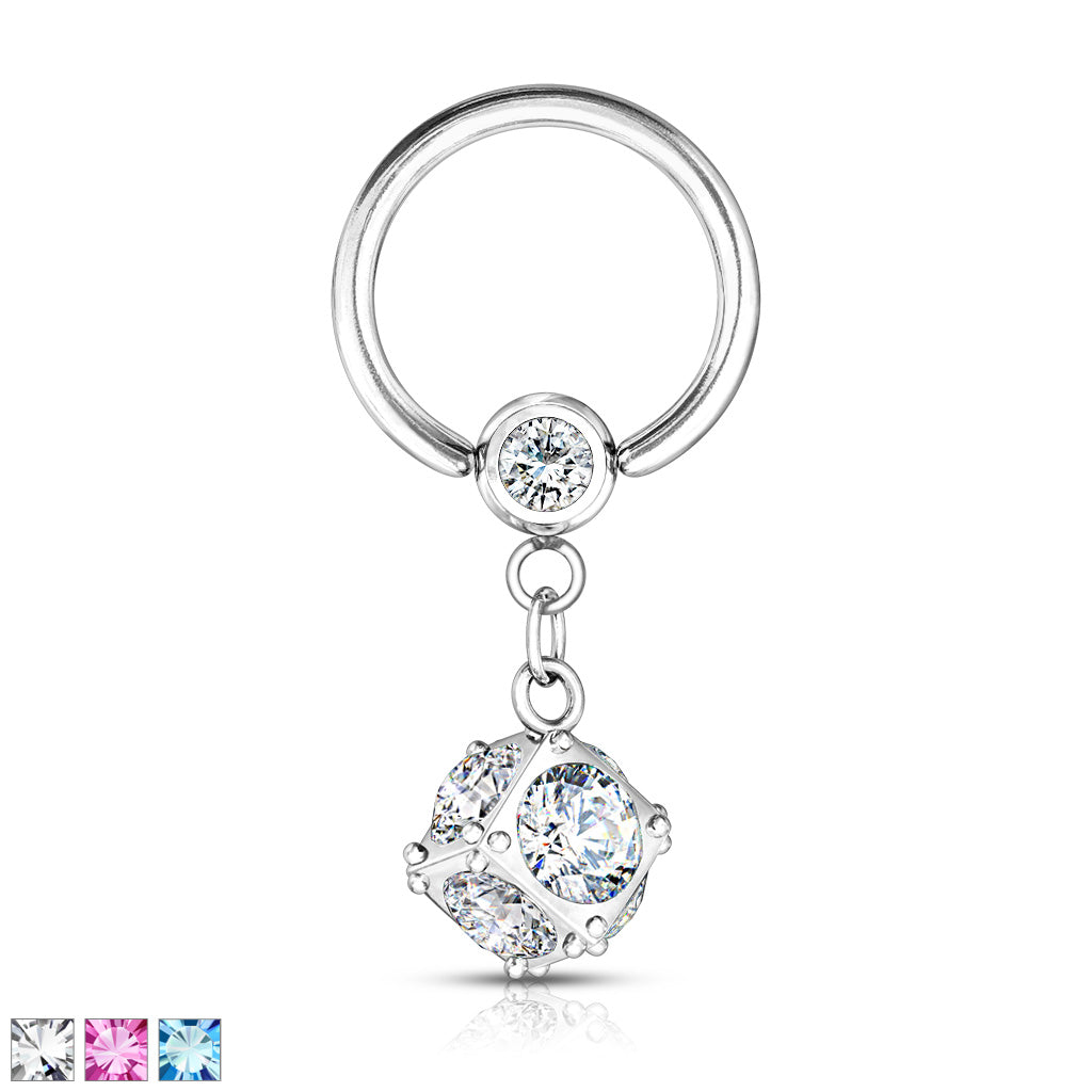 Surgical Steel Jewel Chain Captive Bead Ring 14g