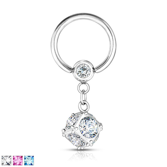 Surgical Steel Jewel Chain Captive Bead Ring 14g