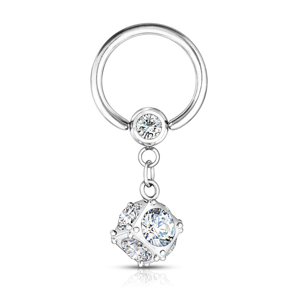 Surgical Steel Jewel Chain Captive Bead Ring 14g
