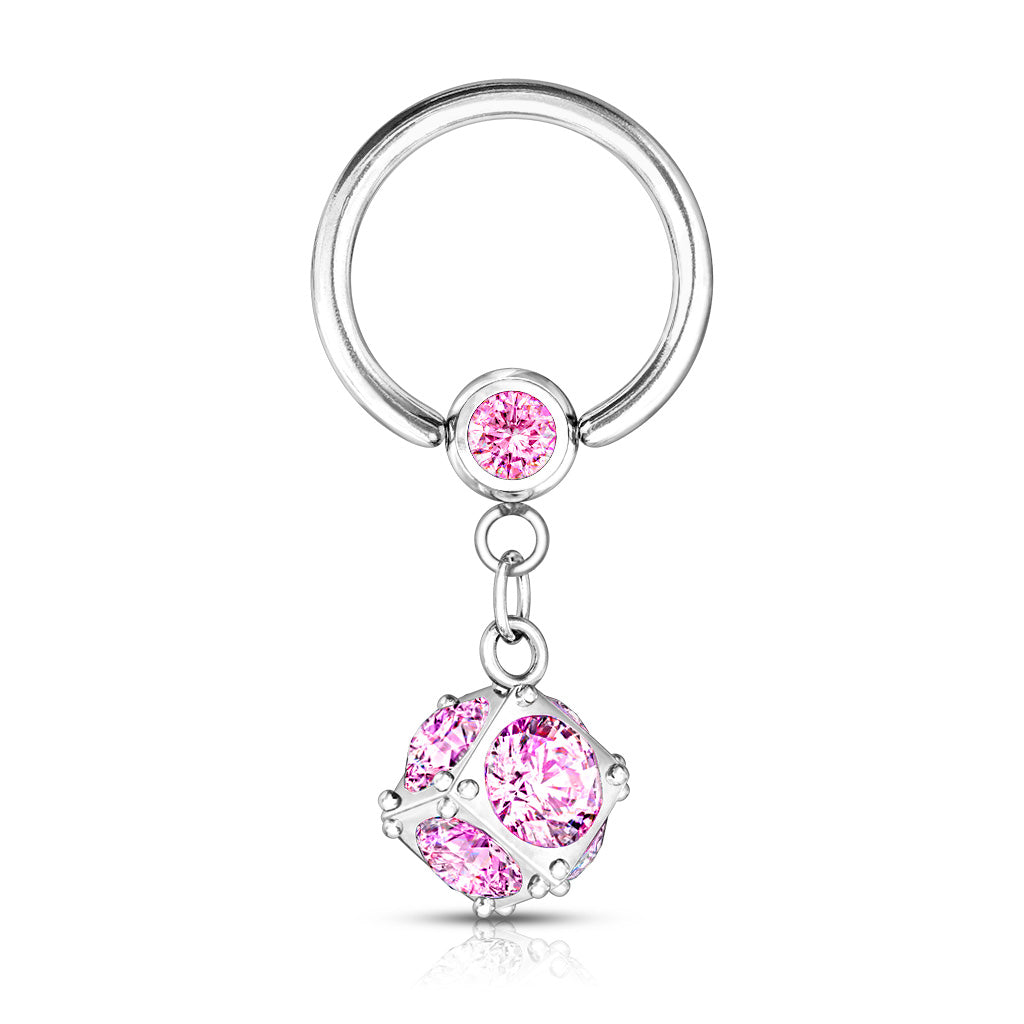 Surgical Steel Jewel Chain Captive Bead Ring 14g