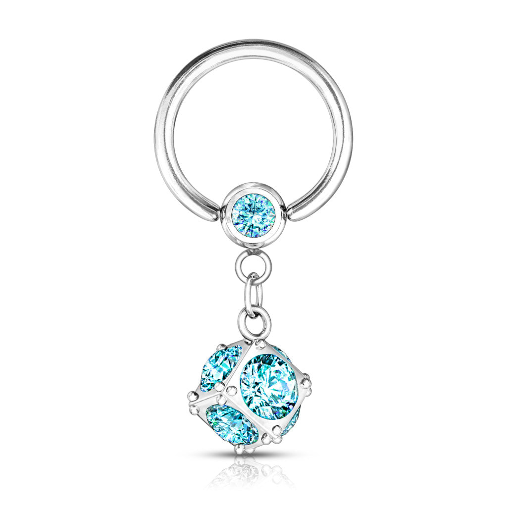 Surgical Steel Jewel Chain Captive Bead Ring 14g
