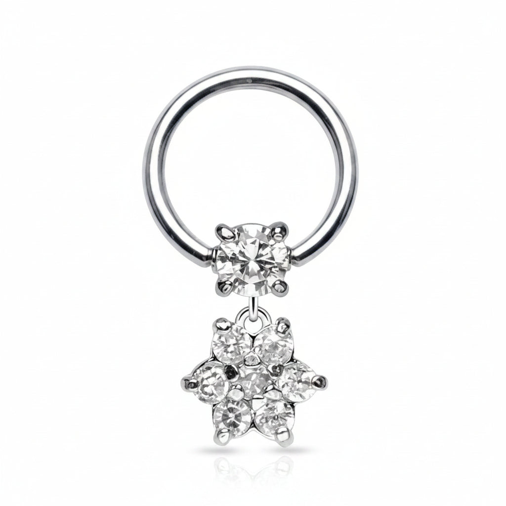 Premium Petal Bloom Drop Captive Bead Ring 16g