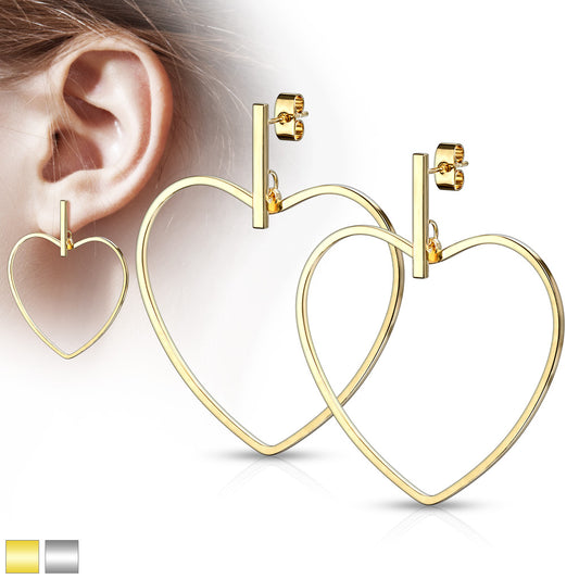 Heart Dangle Stud Earrings