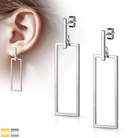 Geometric Rectangle Dangle Stud Earrings
