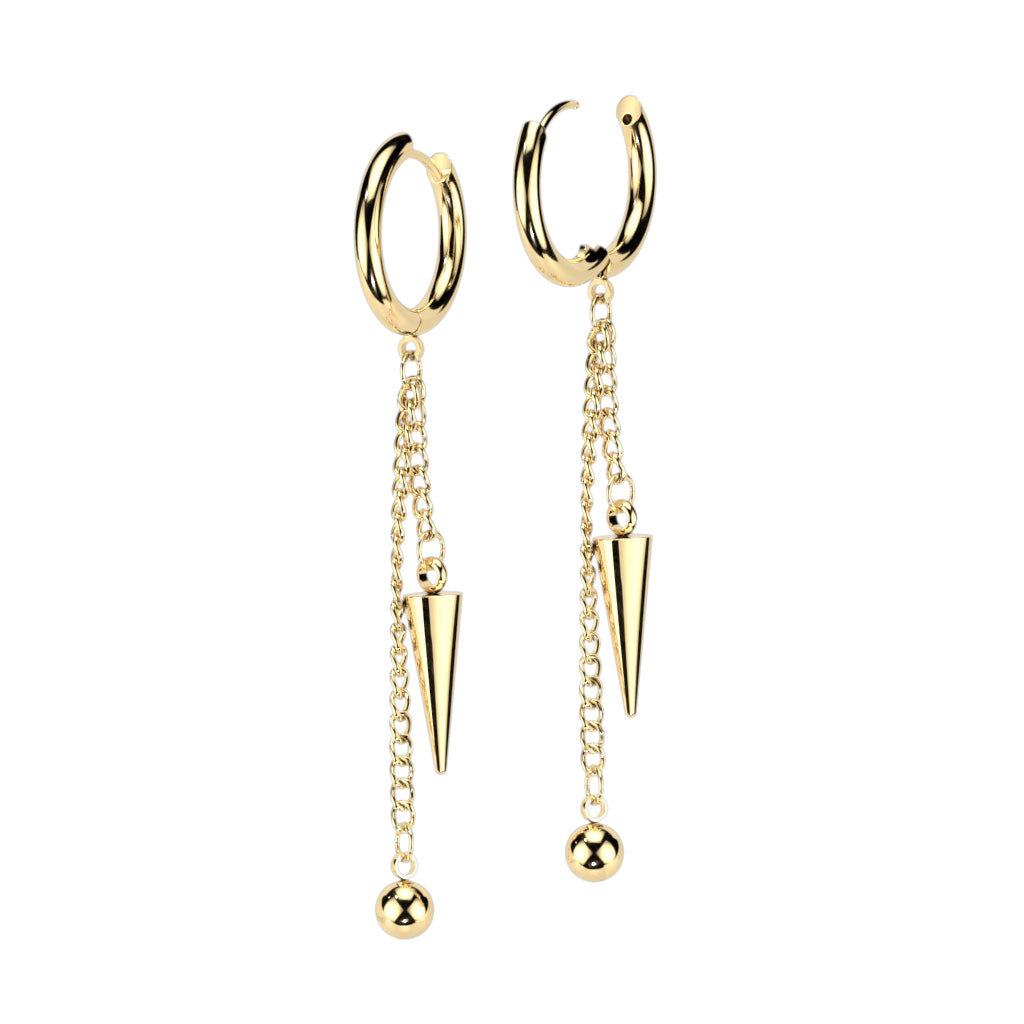 Spike & Bead Chain Dangle Cuff Earrings