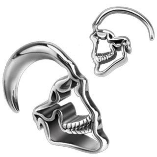 SS High Polish Skull Ear Hanger 14g, 12g, 10g, 8g, 6g, 4g, 2g, 0g