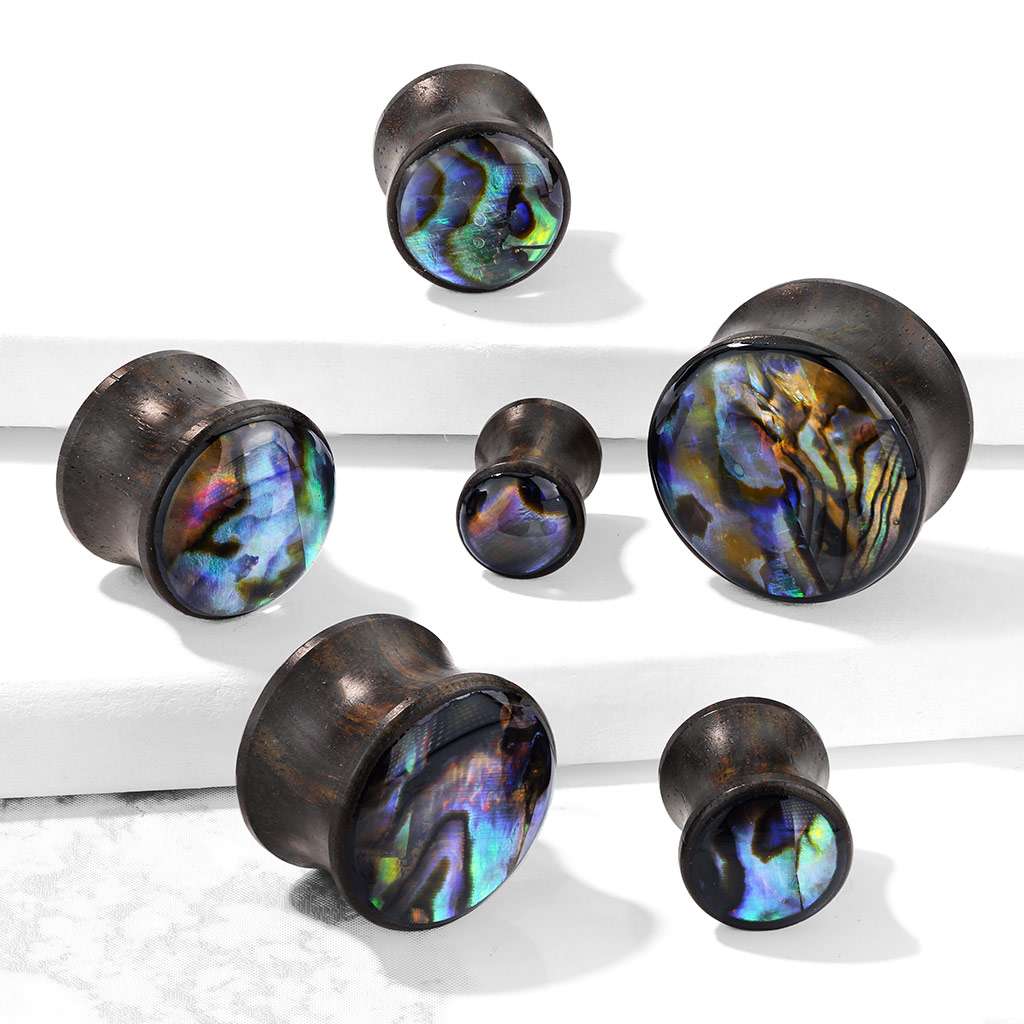 Sono Wood with Shell Inlay, Double Flare Plug 2, 0, 00, 1-2, 9-16, 5-8
