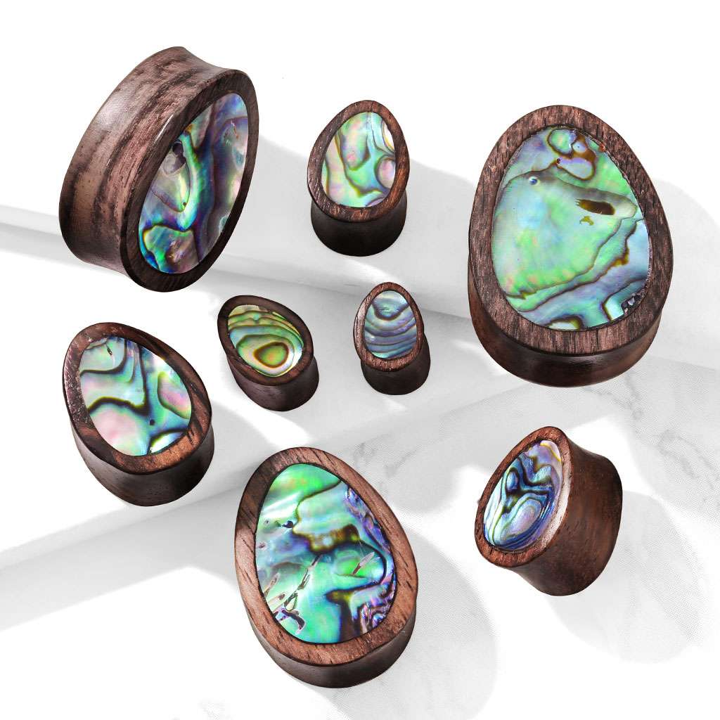 Sono Wood with Tear Drop Abalone Inlay - Saddle Plug 0, 00, 1-2, 9-16, 5-8, 3-4, 7-8, 1