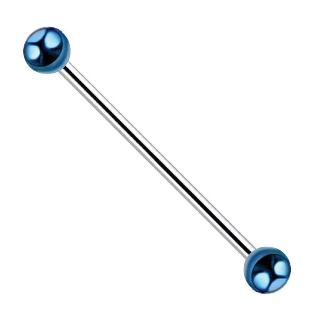 Surgical Steel + Titanium Industrial Barbell - Blue