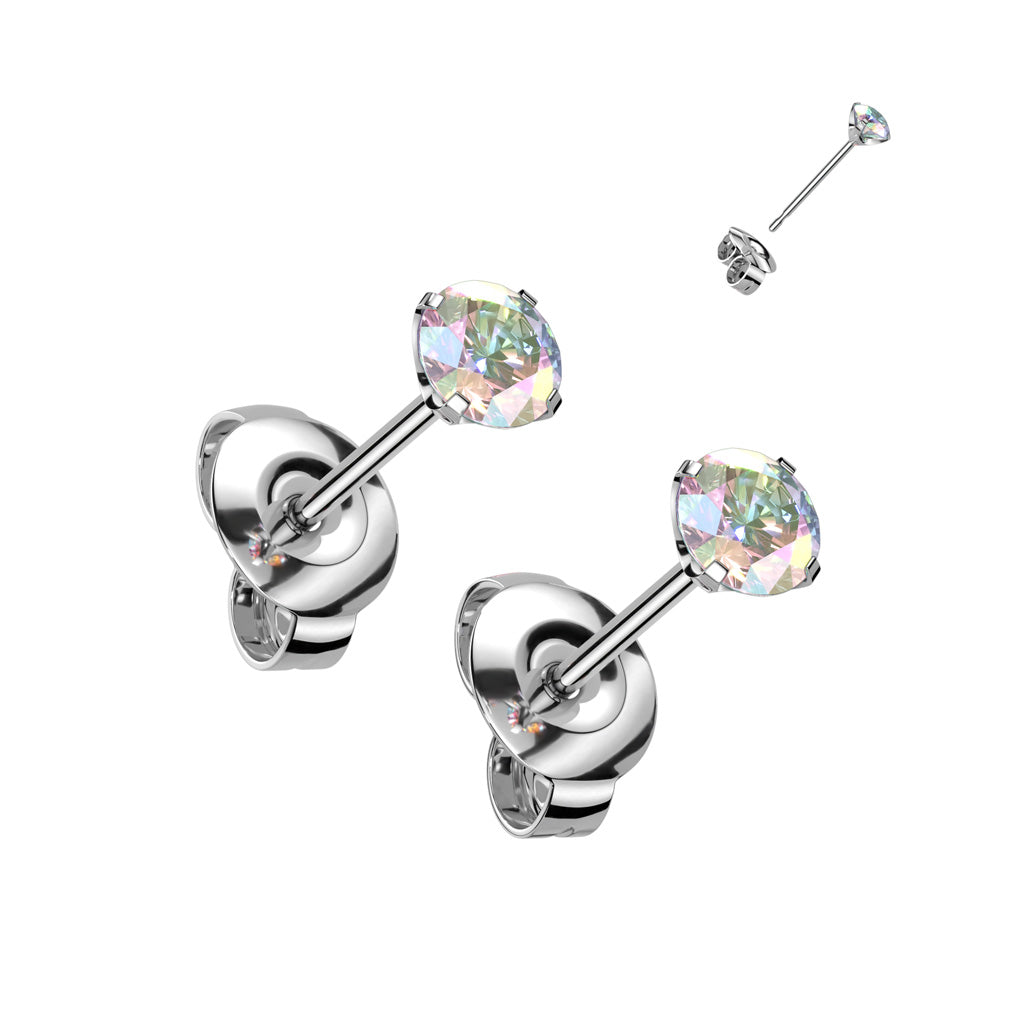Premium G23 Titanium Crystal Claw-Set Studs