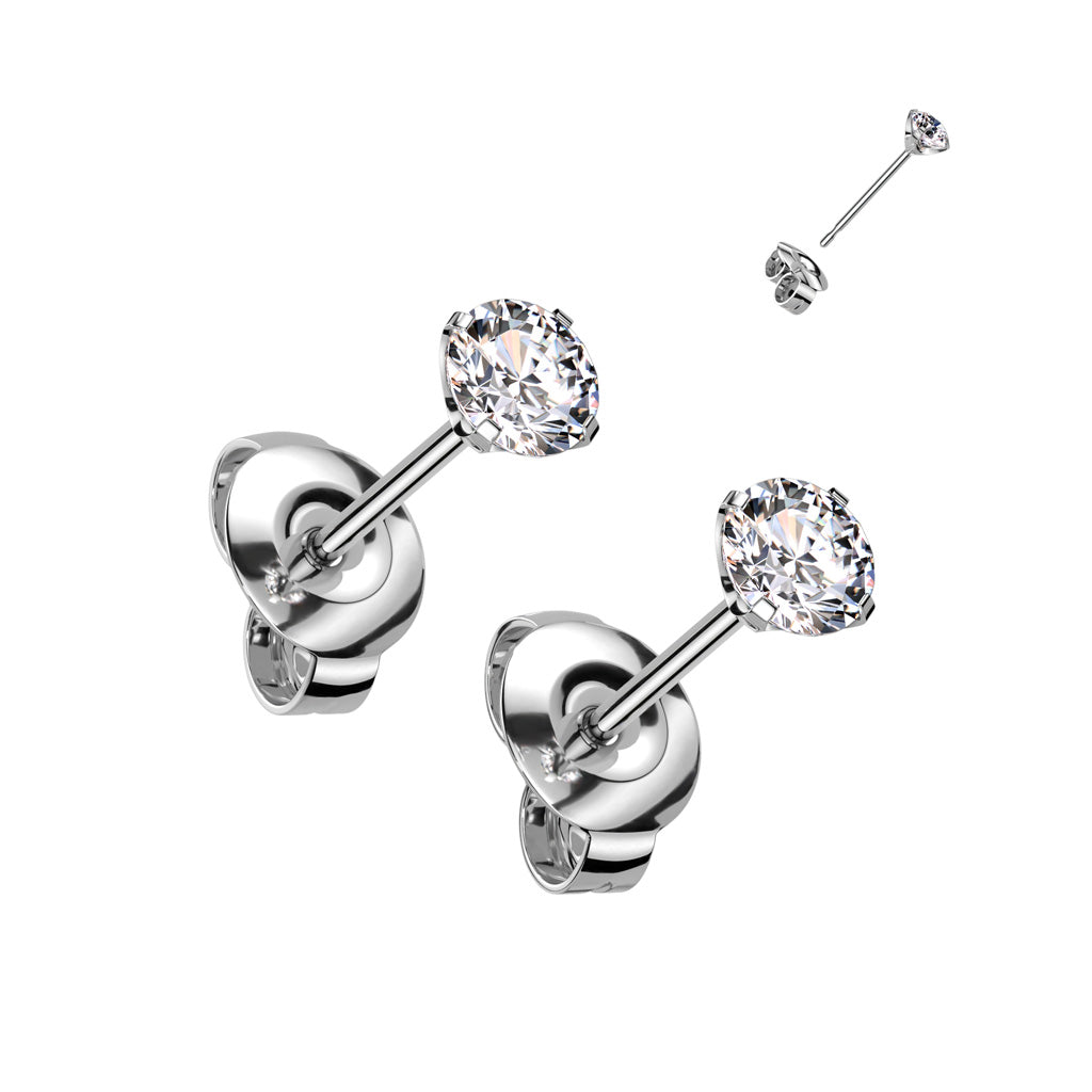 Premium G23 Titanium Crystal Claw-Set Studs