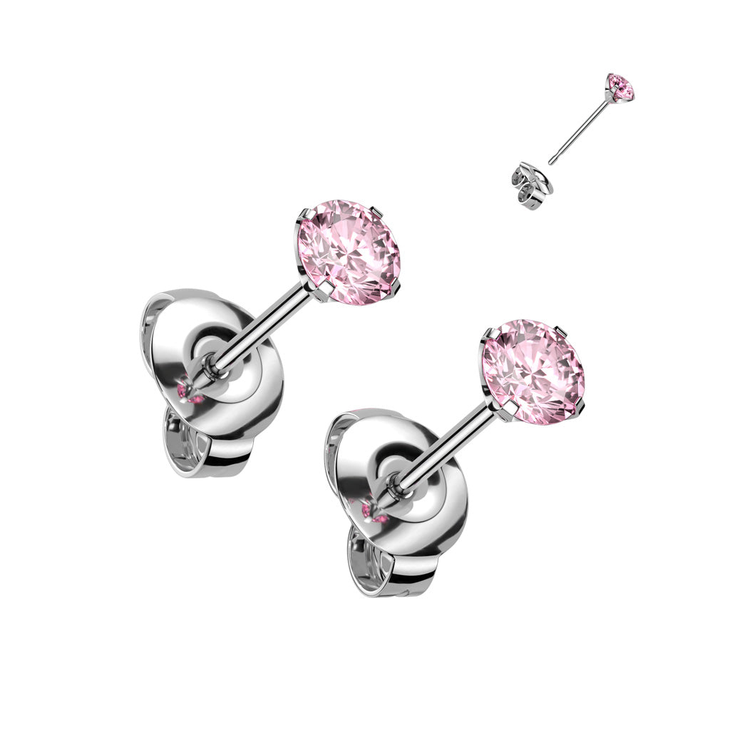 Premium G23 Titanium Crystal Claw-Set Studs