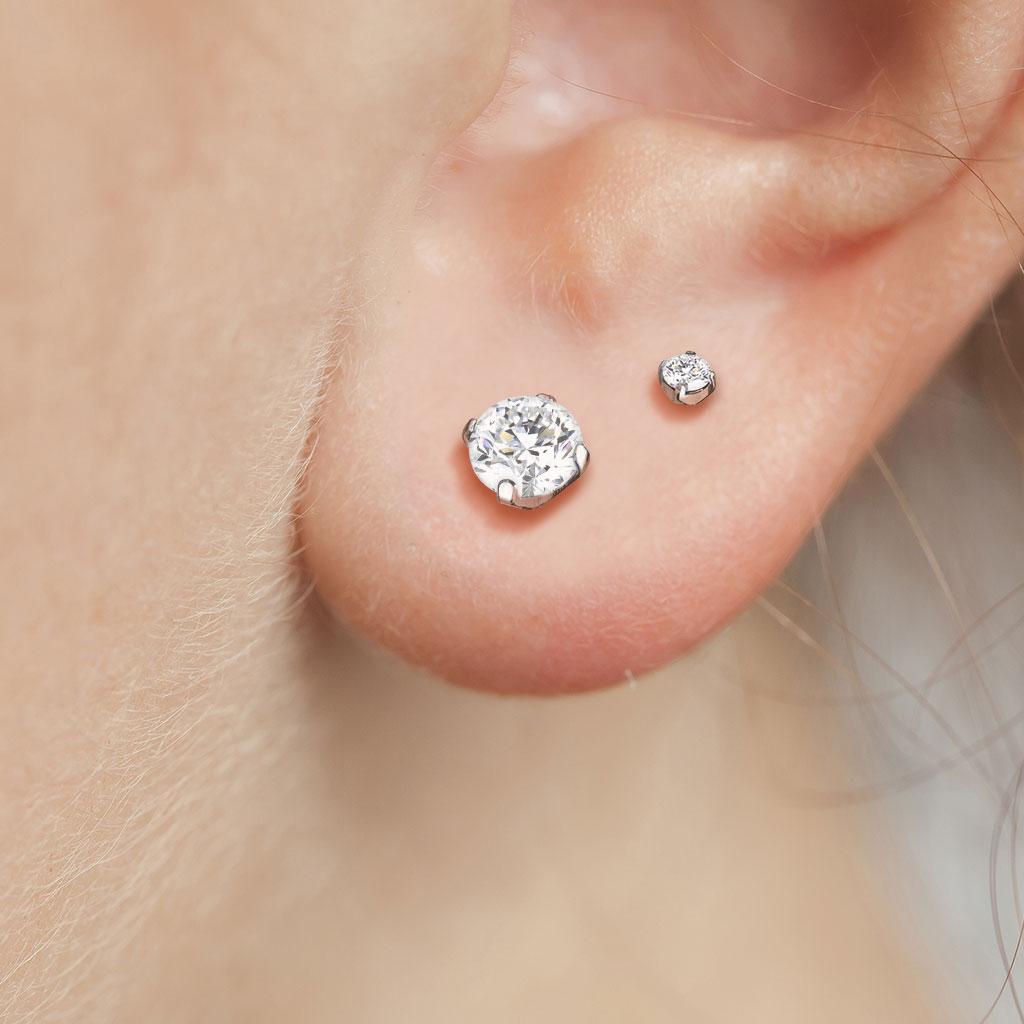 Premium G23 Titanium Claw-Set Round Crystal Studs