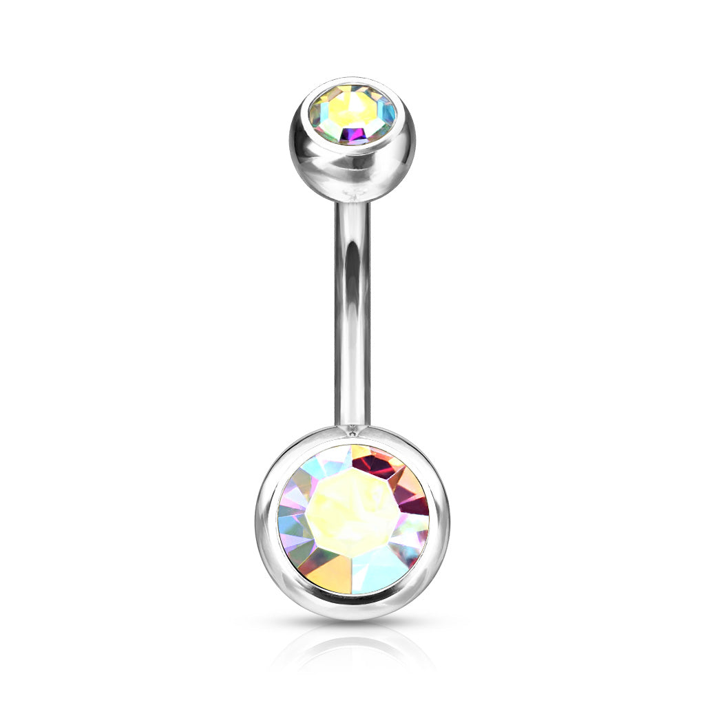 Premium G23 Titanium Crystal Navel Barbell Externally Threaded 14g