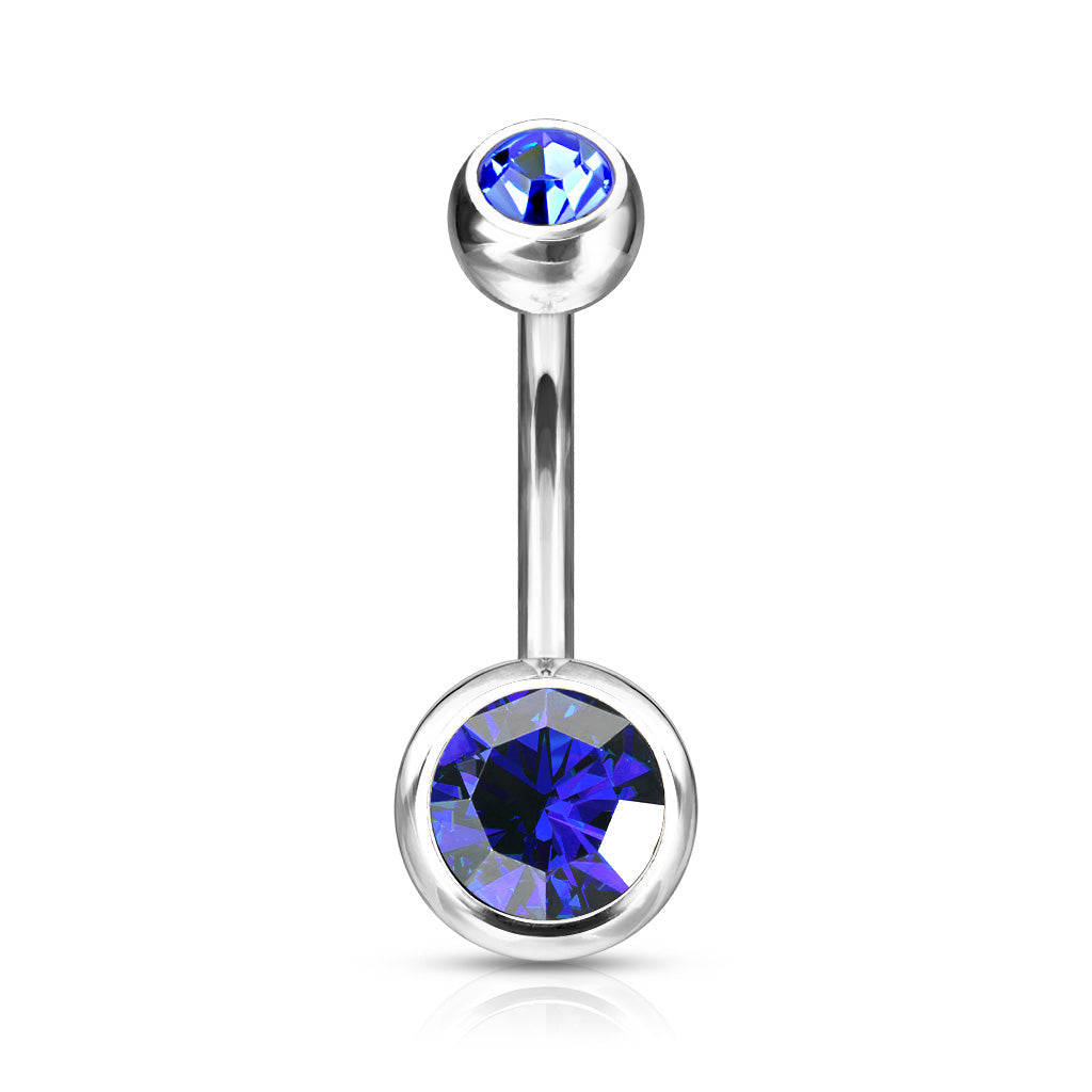 Premium G23 Titanium Crystal Navel Barbell Externally Threaded 14g