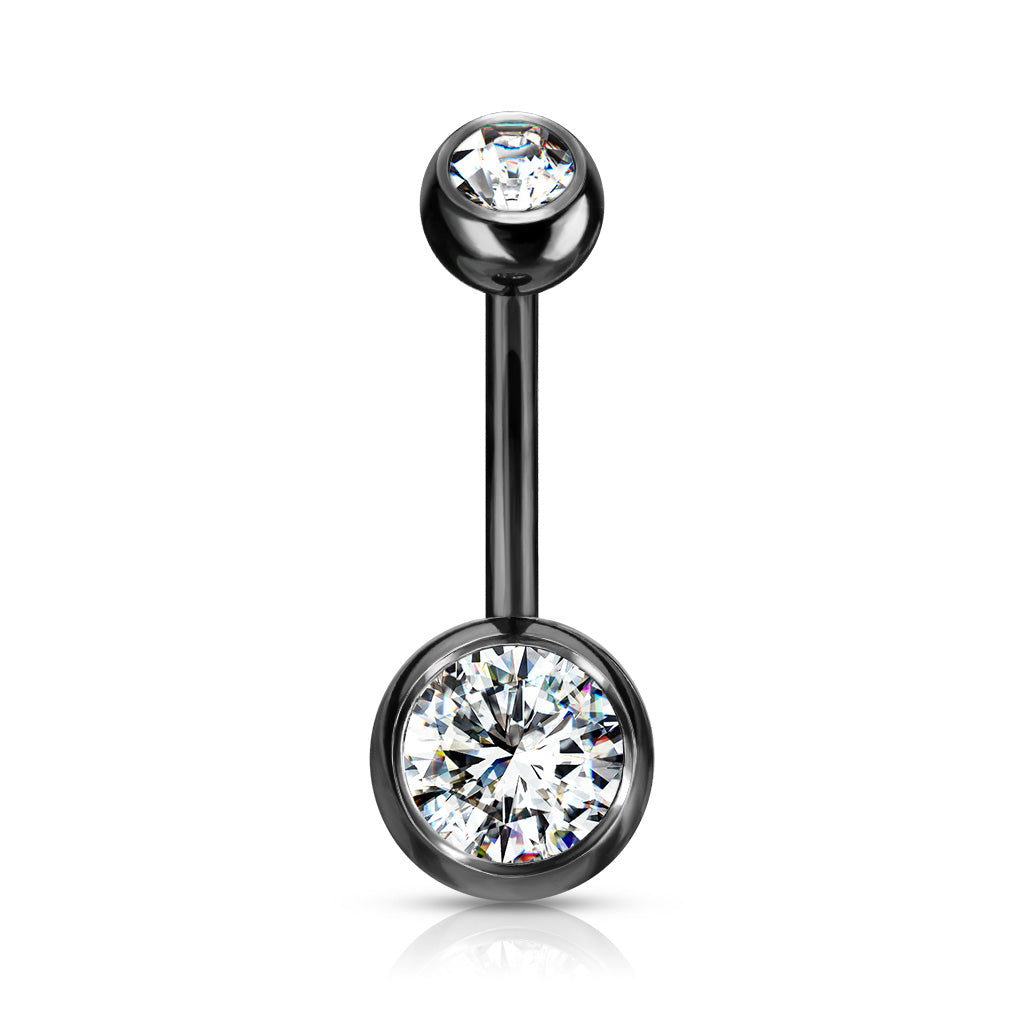 Premium G23 Titanium Crystal Navel Barbell Externally Threaded 14g