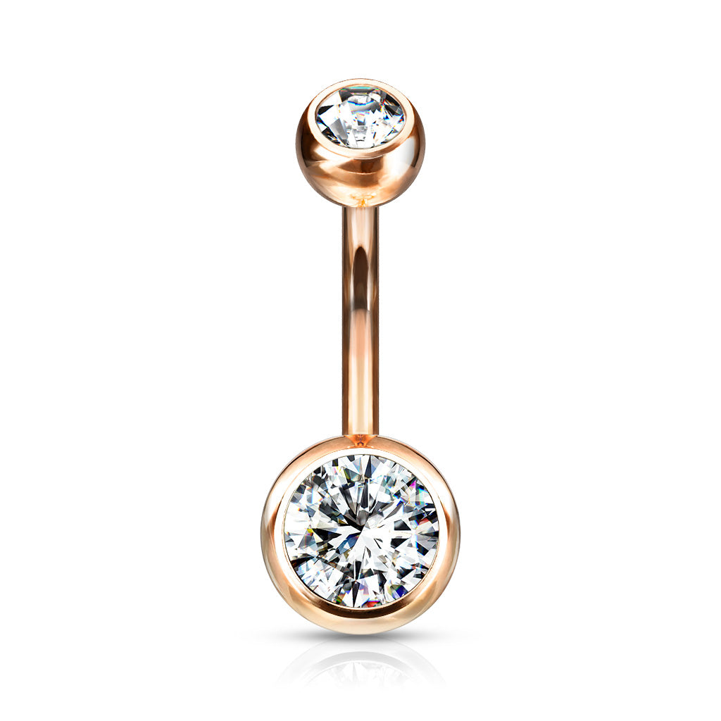 Premium G23 Titanium Crystal Navel Barbell Externally Threaded 14g