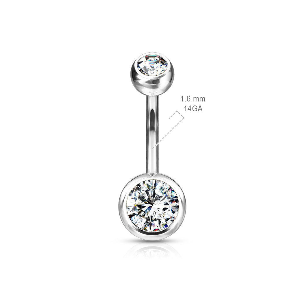 Premium G23 Titanium Crystal Navel Barbell Externally Threaded 14g