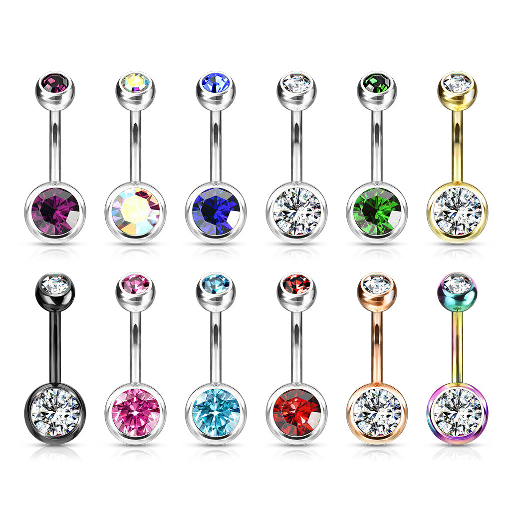 Premium G23 Titanium Crystal Navel Barbell Externally Threaded 14g