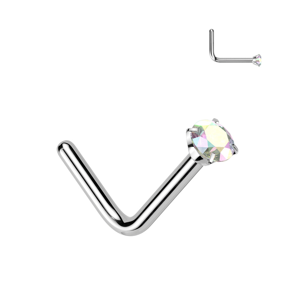Premium G23 Titanium Claw-Set Crystal Nose Pin 20g