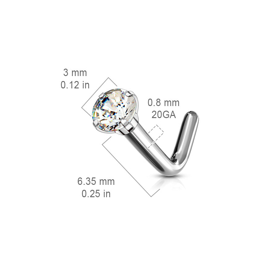 Premium G23 Titanium Claw-Set Crystal Nose Pin 18g