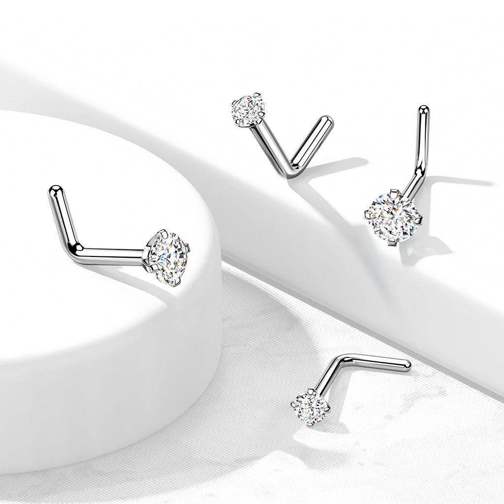 Premium G23 Titanium Claw-Set Crystal Nose Pin 18g