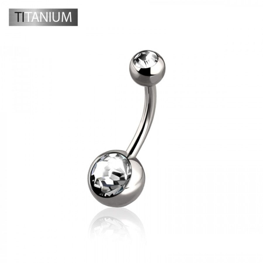 Premium G23 Titanium Crystal Navel Barbell Externally Threaded 14g