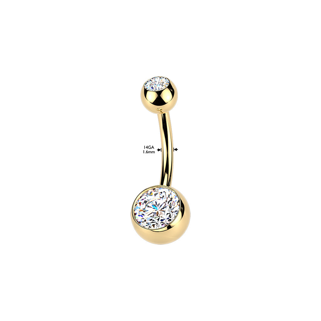 Premium G23 Titanium Bezel-Set Crystal Internally Threaded Belly Ring 14g