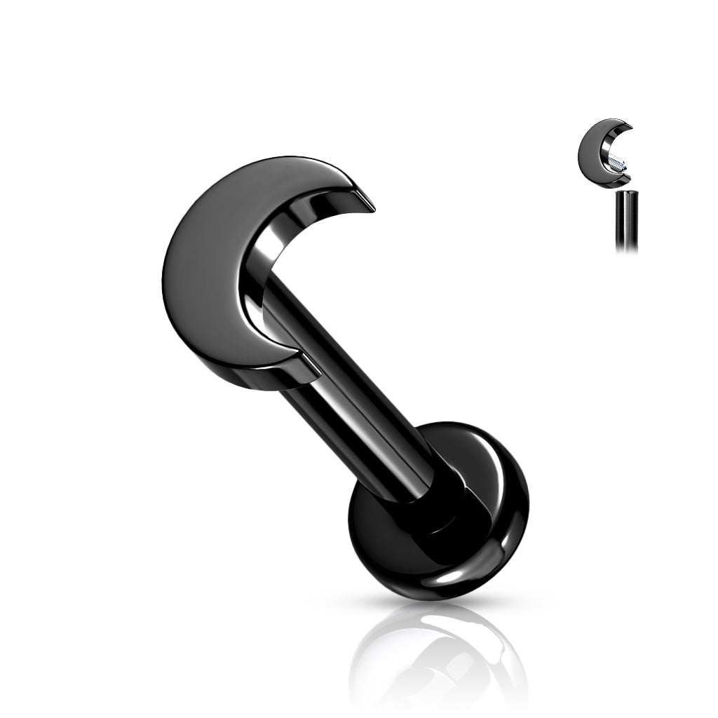 Premium G23 Titanium Simple Crescent Moon Flat Back 16g