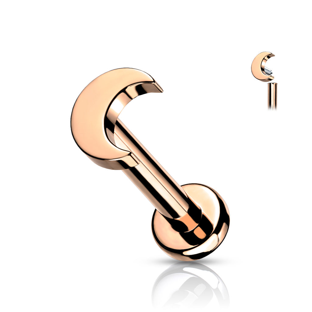 Premium G23 Titanium Simple Crescent Moon Flat Back 16g