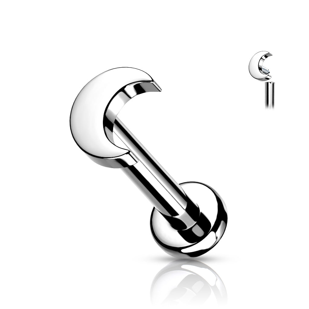 Premium G23 Titanium Simple Crescent Moon Flat Back 16g