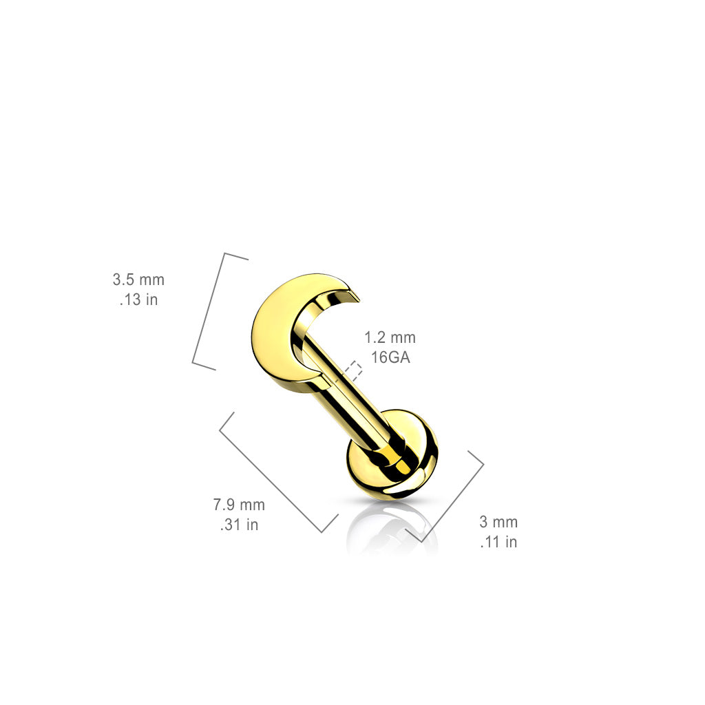 Premium G23 Titanium Simple Crescent Moon Flat Back 16g