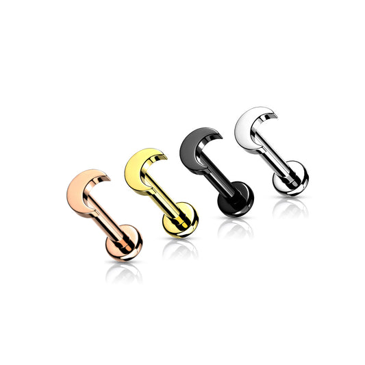 Premium G23 Titanium Simple Crescent Moon Flat Back 16g