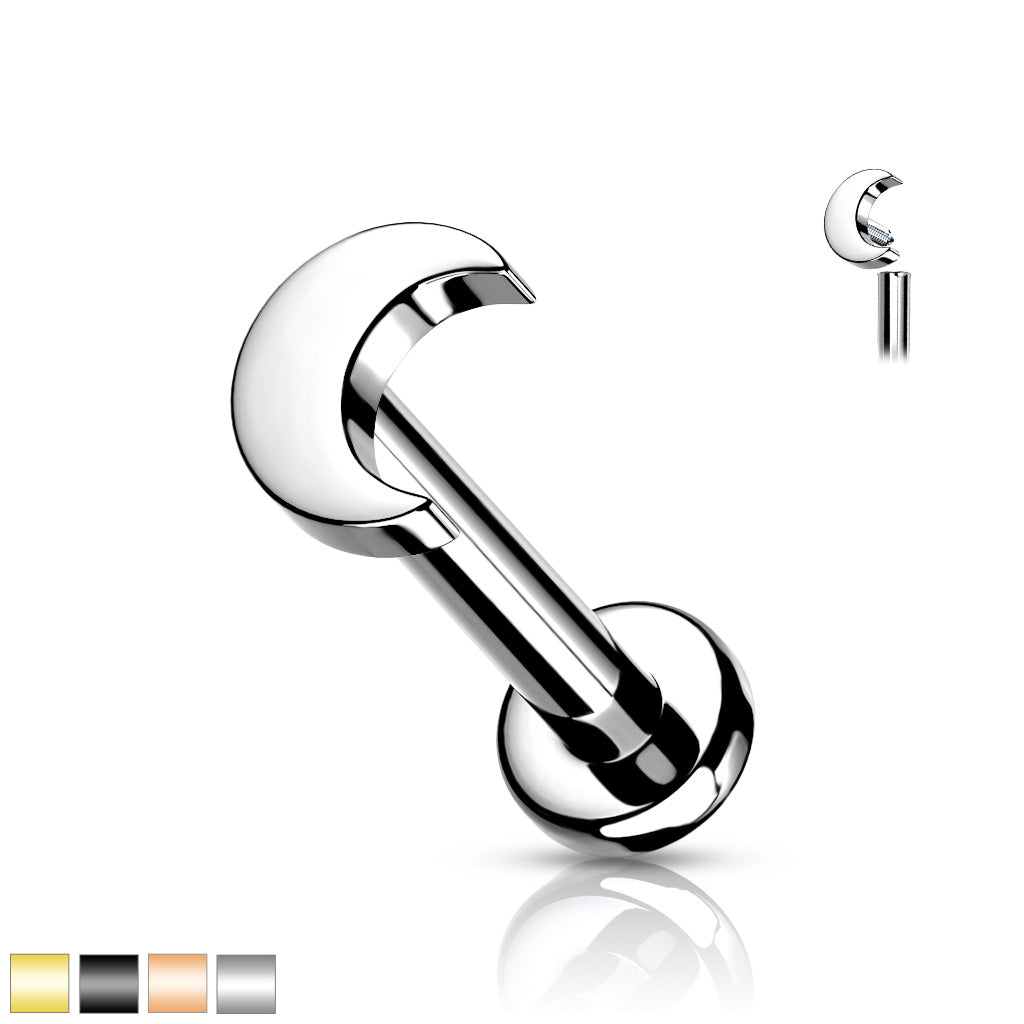 Premium G23 Titanium Simple Crescent Moon Flat Back 16g