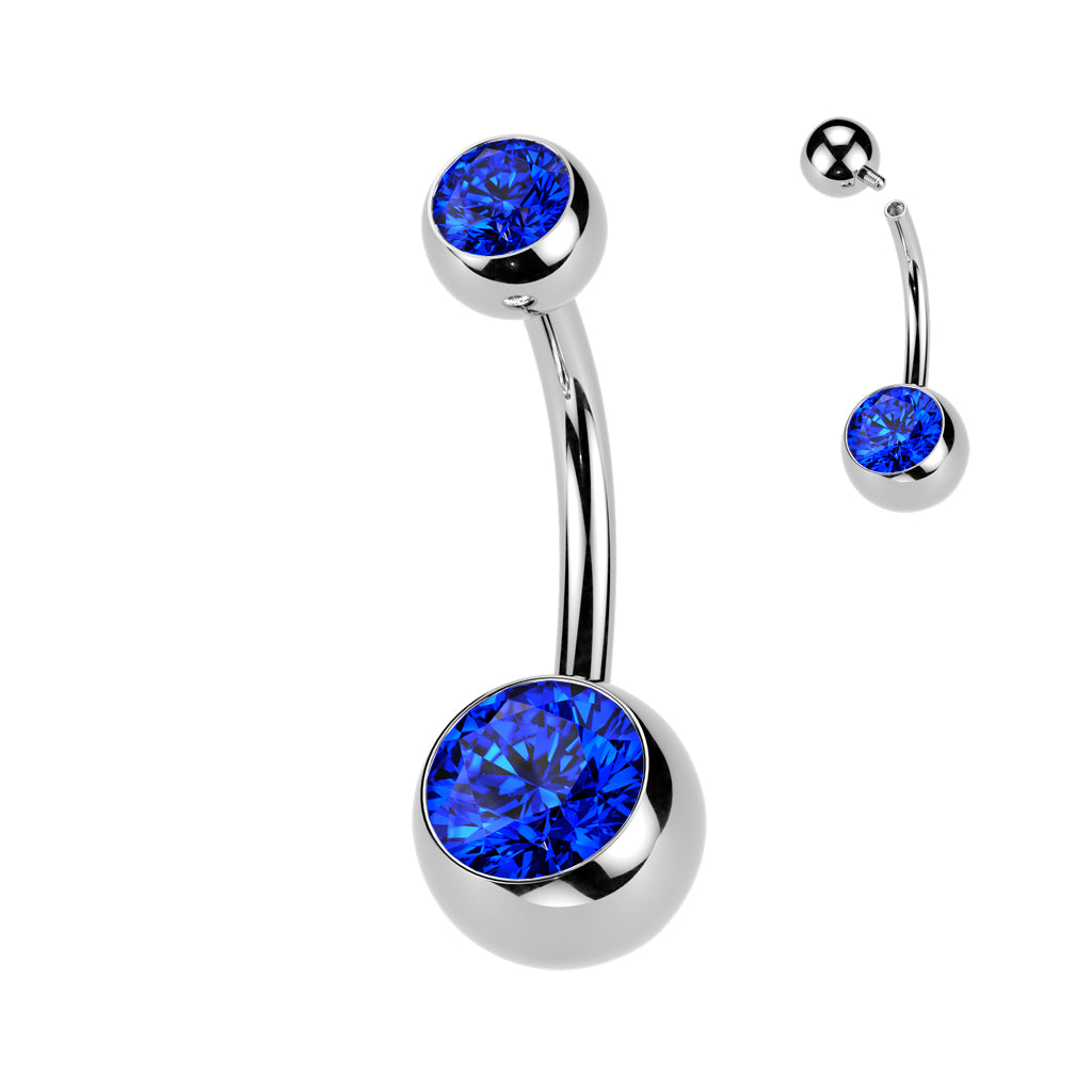 Premium G23 Titanium Crystal Navel Barbell 14g